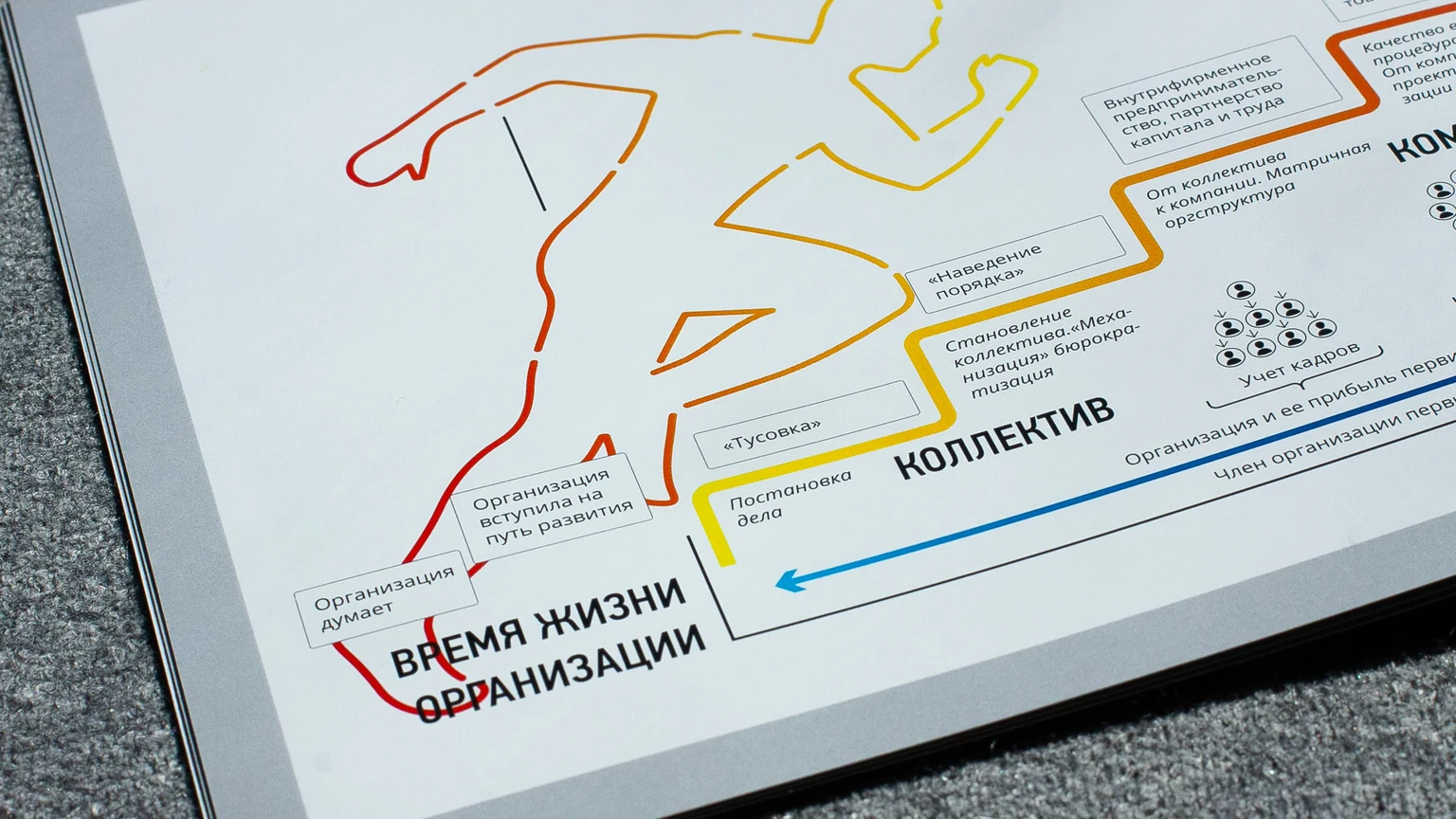 Крупный план слайда об HR-маркетинге со схемой развития организации